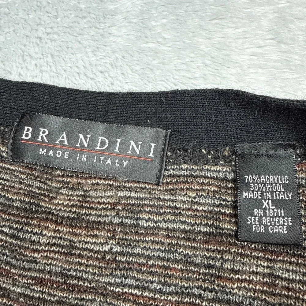 Vintage Brandini Cardigan Men XL Beige Black Wool Blend Grandpa